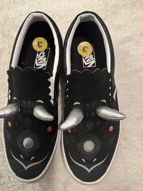 Vans Kids Black Slip-On Monster Sneakers with Silver Horns